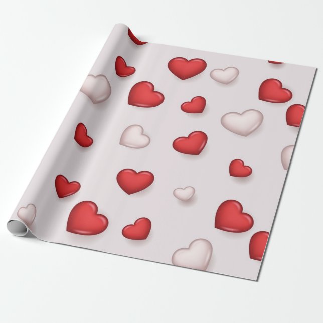 Hearts pattern wrapping paper (Unrolled)