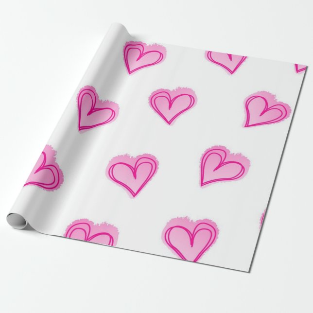 Hearts pattern wrapping paper (Unrolled)