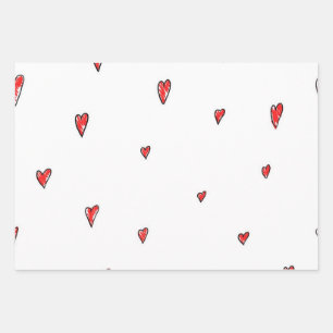Hearts pattern wrapping paper sheet