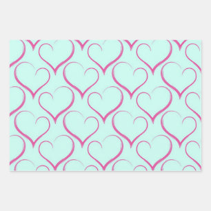 Hearts pattern wrapping paper sheet