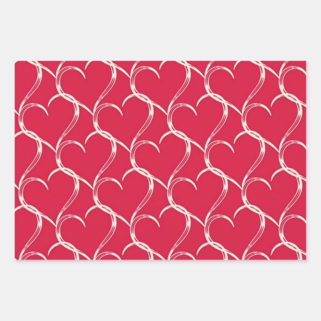 Hearts pattern wrapping paper sheet (Front)