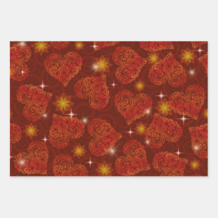 Hearts pattern wrapping paper sheet