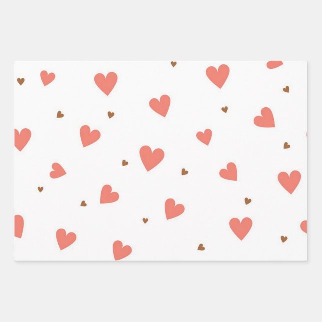 Hearts pattern wrapping paper sheet (Front)
