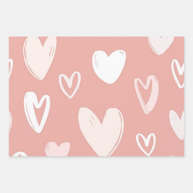 Hearts pattern wrapping paper sheet (Front)