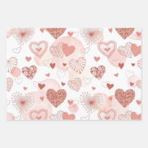 Hearts pattern wrapping paper sheet