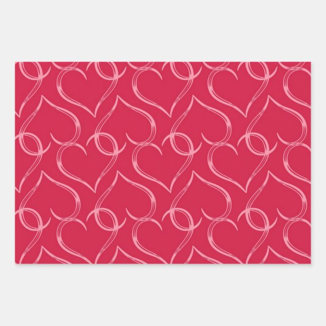 Hearts pattern wrapping paper sheet (Front)