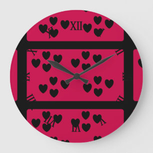 Hearts patterned background on large clock