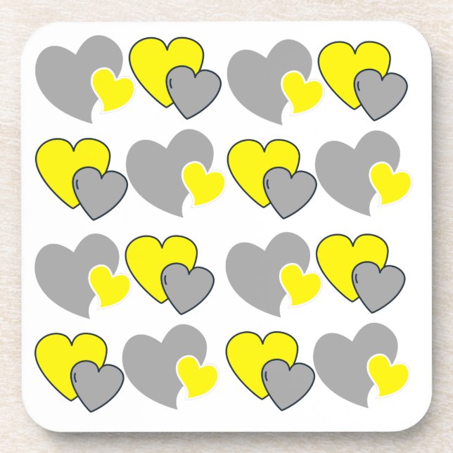 Hearts Patterns. Colour of the year 2021 illuminat Coaster (Front)