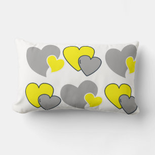 Hearts Patterns. Colour of the year 2021 illuminat Lumbar Cushion