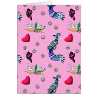 Hearts & Peacocks - Pink & Cyan Delight