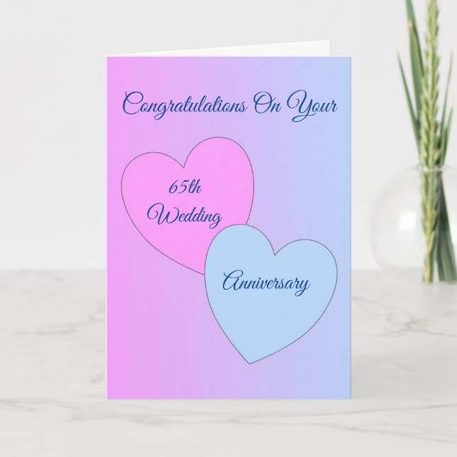 Hearts Personalised 65th Wedding Anniversary Card (Front)