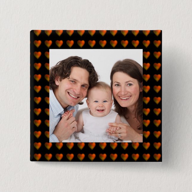 Hearts/photo 15 Cm Square Badge (Front)