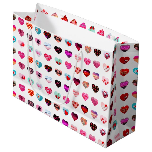 Hearts Photo Collage Large Gift Bag (Front Angled)