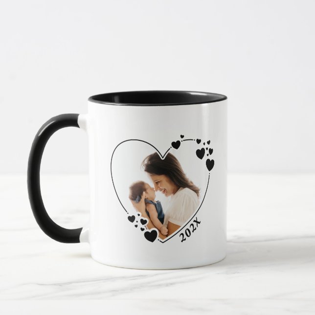 Hearts Photo Frame Mug Black (Left)