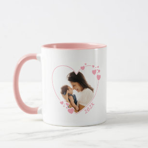 Hearts Photo Frame Mug Pink