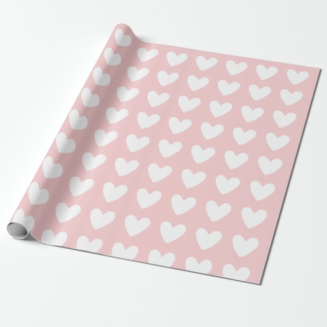 Hearts Pink Birthday Wrapping Paper (Unrolled)
