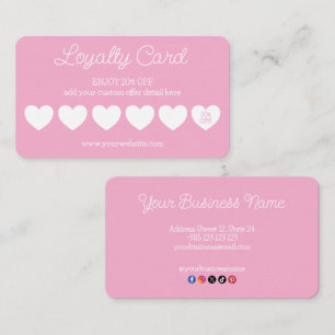 Hearts Pink Cute Simple Loyalty Card