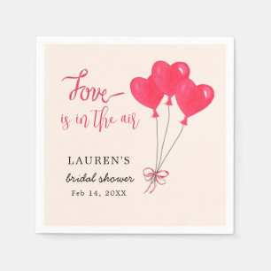 Hearts Pink Love is in the Air Bridal Shower Napkin