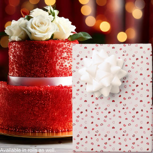 Hearts - Pink Red Ombre on white cement Wrapping Paper Sheet