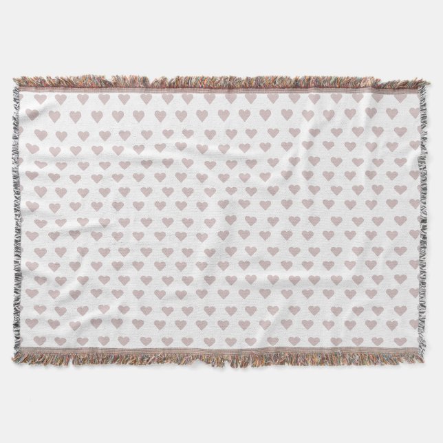 Hearts pink & white throw blanket (Front)