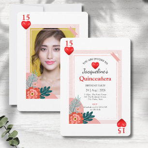 Hearts Playing Card 15th Birthday Quinceañera