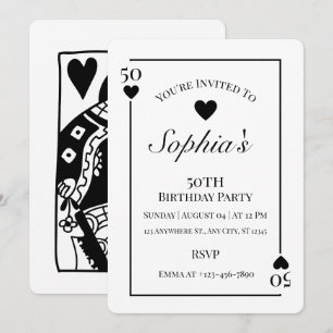 Hearts Playing Card 50th Birthday Party Invitation