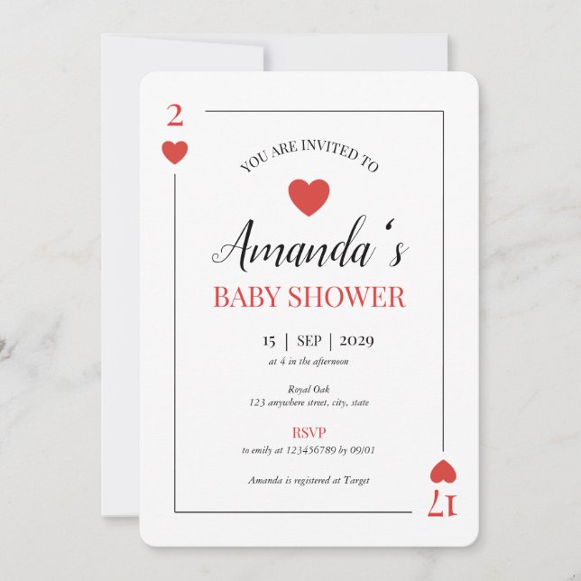 Hearts Playing Card Valentine's day Baby Shower (Front)