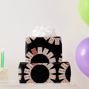 Hearts Playing Cards Circle Wrapping Paper