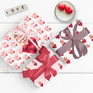 Hearts Pomeranian Dog Lover Valentines Gift Wrapping Paper Sheet
