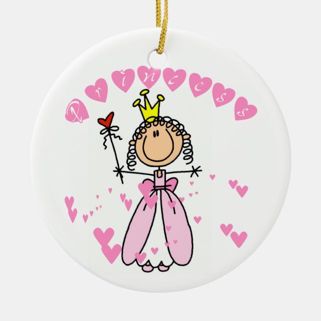 Hearts Princess Ceramic Ornament (Front)