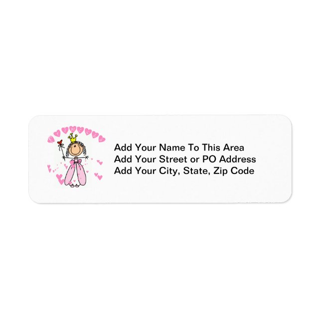 Hearts Princess Return Address Label (Front)