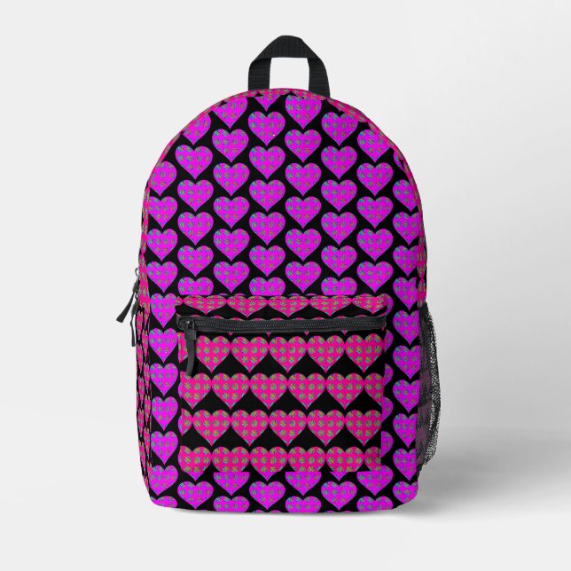 Hearts Printed Backpack (Front)