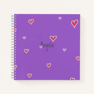 Hearts Purple Notebook Customisable