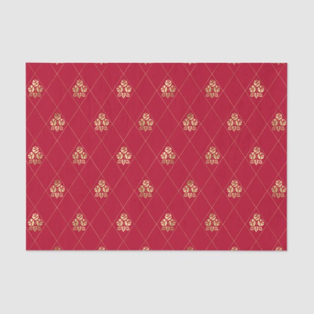Hearts Queen Wonderland Alice Red Tissue Paper (Front)