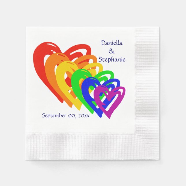 Hearts Rainbow Napkin (Front)