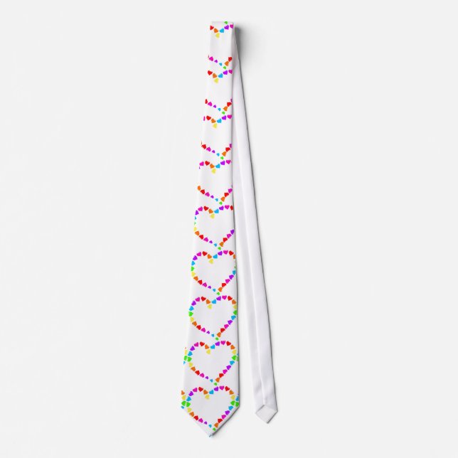 hearts rainbow valentines day wedding mens tie (Front)
