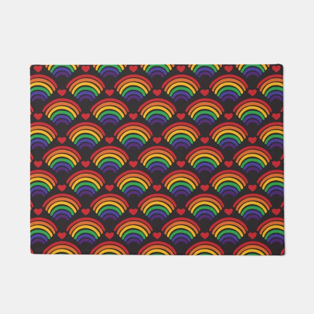 Hearts & Rainbows Pattern Doormat (Front)