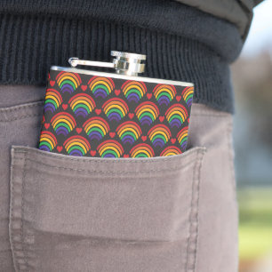 Hearts & Rainbows Pattern Hip Flask