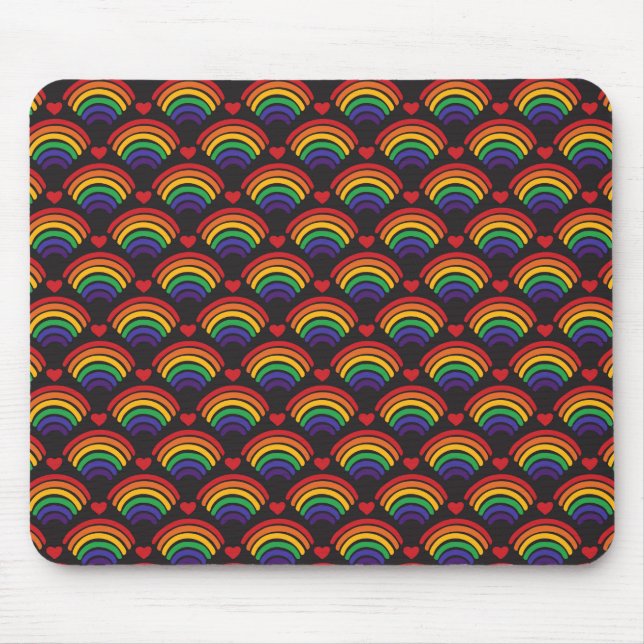 Hearts & Rainbows Pattern Mouse Pad (Front)
