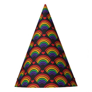 Hearts & Rainbows Pattern Party Hat