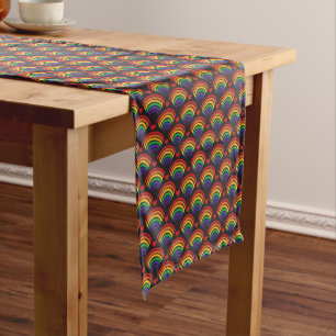 Hearts & Rainbows Pattern Short Table Runner