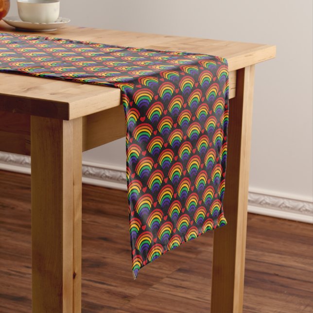 Hearts & Rainbows Pattern Short Table Runner (In Situ)