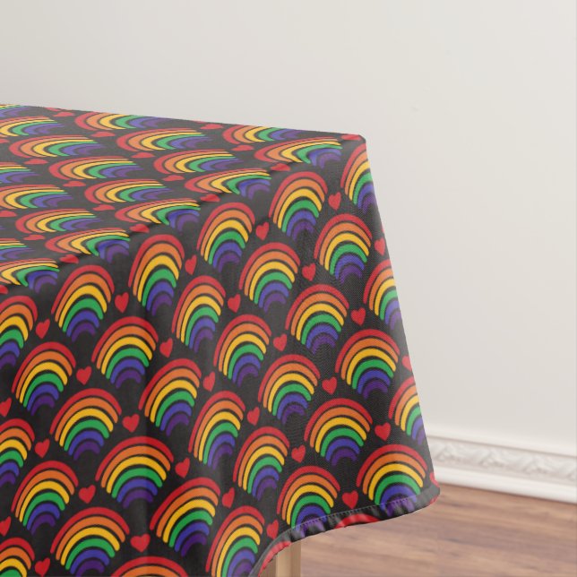Hearts & Rainbows Pattern Tablecloth (In Situ)