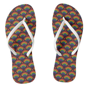 Hearts & Rainbows Pattern Thongs