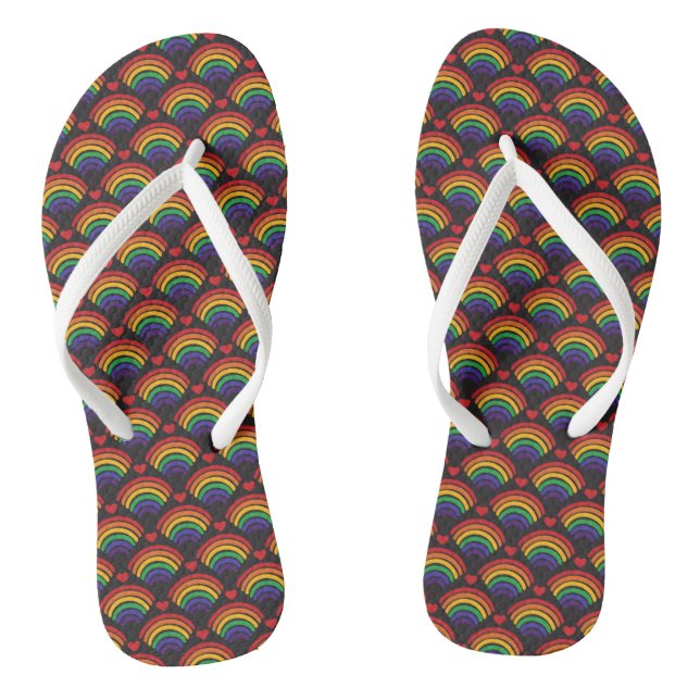 Hearts & Rainbows Pattern Thongs (Footbed)