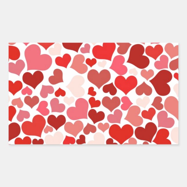 Hearts Rectangular Sticker (Front)