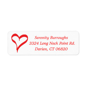 Hearts Red And White Love - Wedding, Engagement Return Address Label