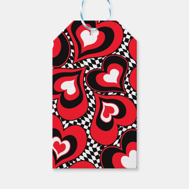 Hearts, red, black, white gift tags (Front)