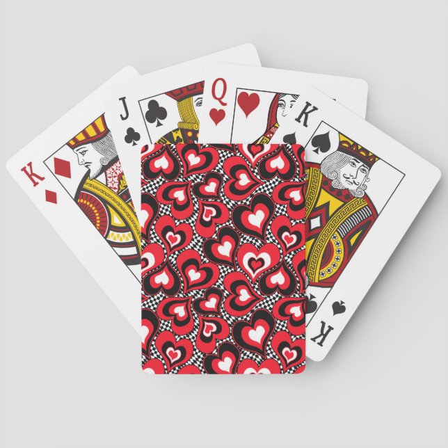 Hearts, red, black, white playing cards (Back)