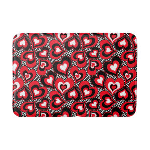 Hearts, red, black, white, Valentine's day . Bath Mat